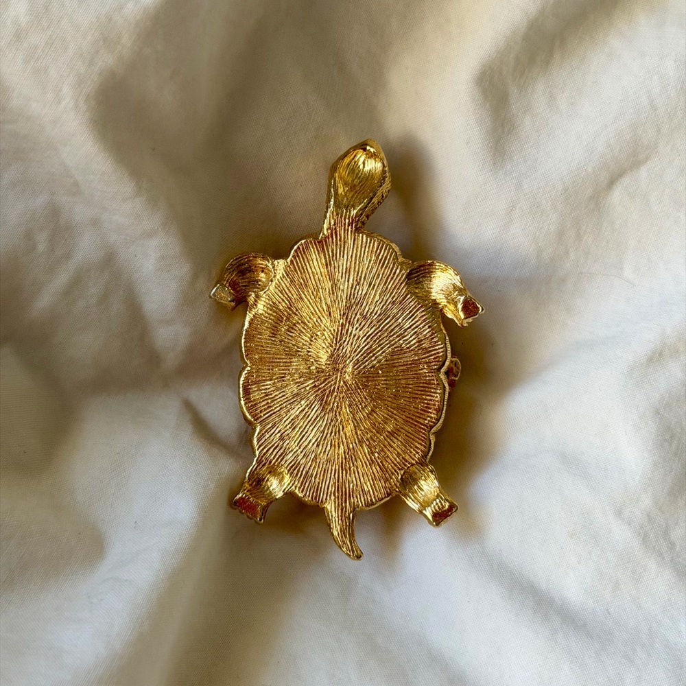 Vintage FLORENZA Gold Turtle Trinket Box - Picture 6 of 13